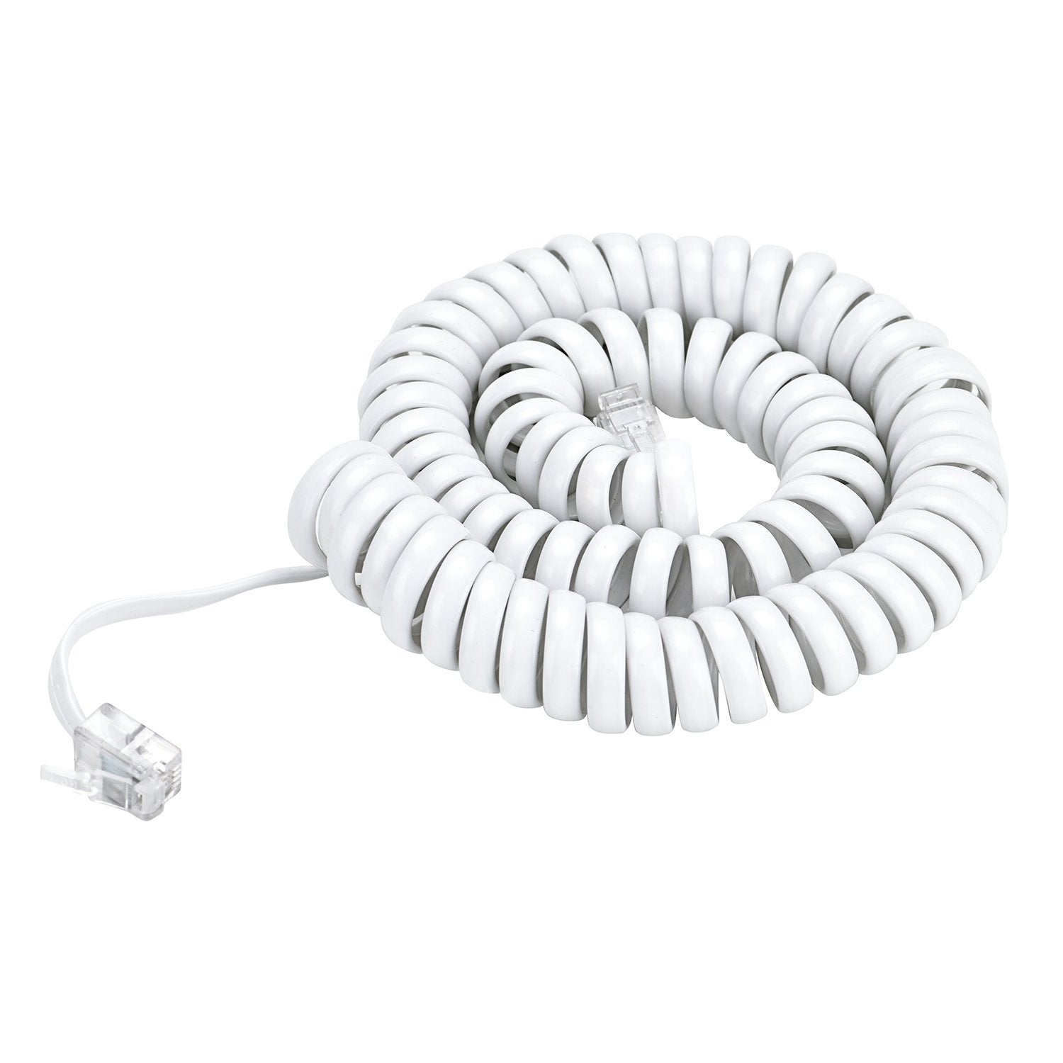 Pasow Telephone Handset Coil Cord Phone Reciever Rj9 Coiled Cable,Coiled Length 0.8 To 6 Feet Uncoiled(White)