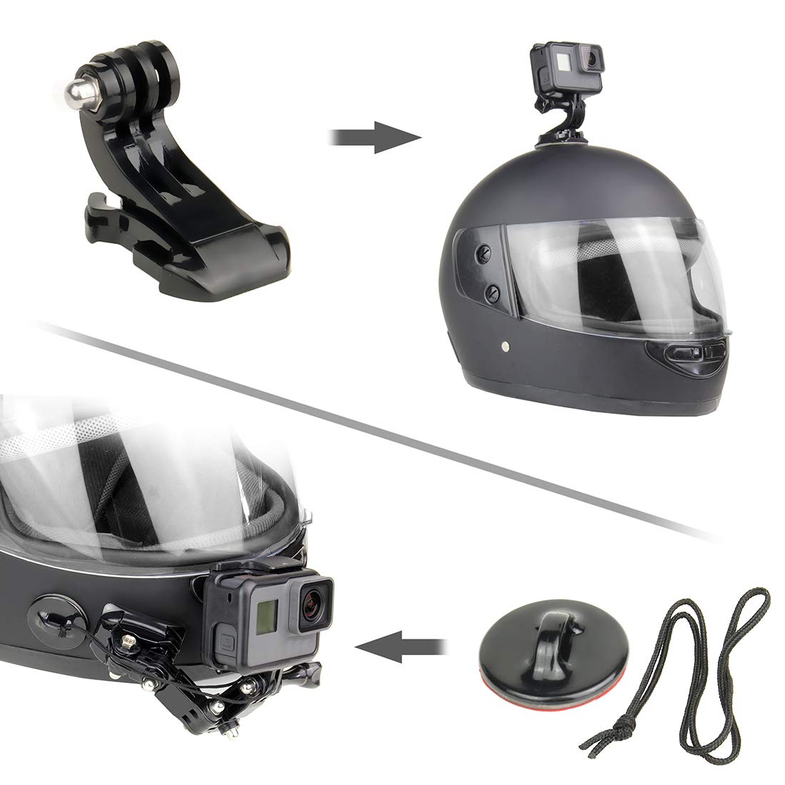 Soonsun Motorcycle Helmet Chin Mount Kits For Gopro Hero 13 12 11 10 9 8 7 6 5 4 Hero Session, Akaso, Sjcam, Osmo Action Camera