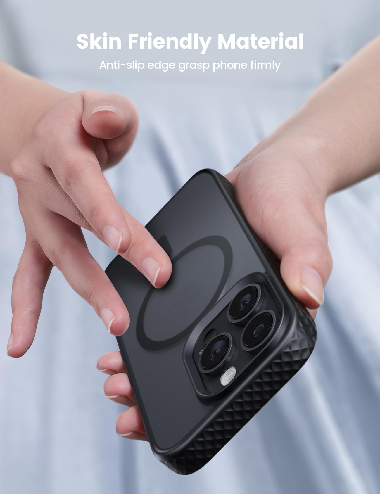 Lamicall Magnetic Case For Iphone 15 Pro, For Magsafe   [Diamond Textured Anti Slip Edge] [Military Grade Shockproof Protection]