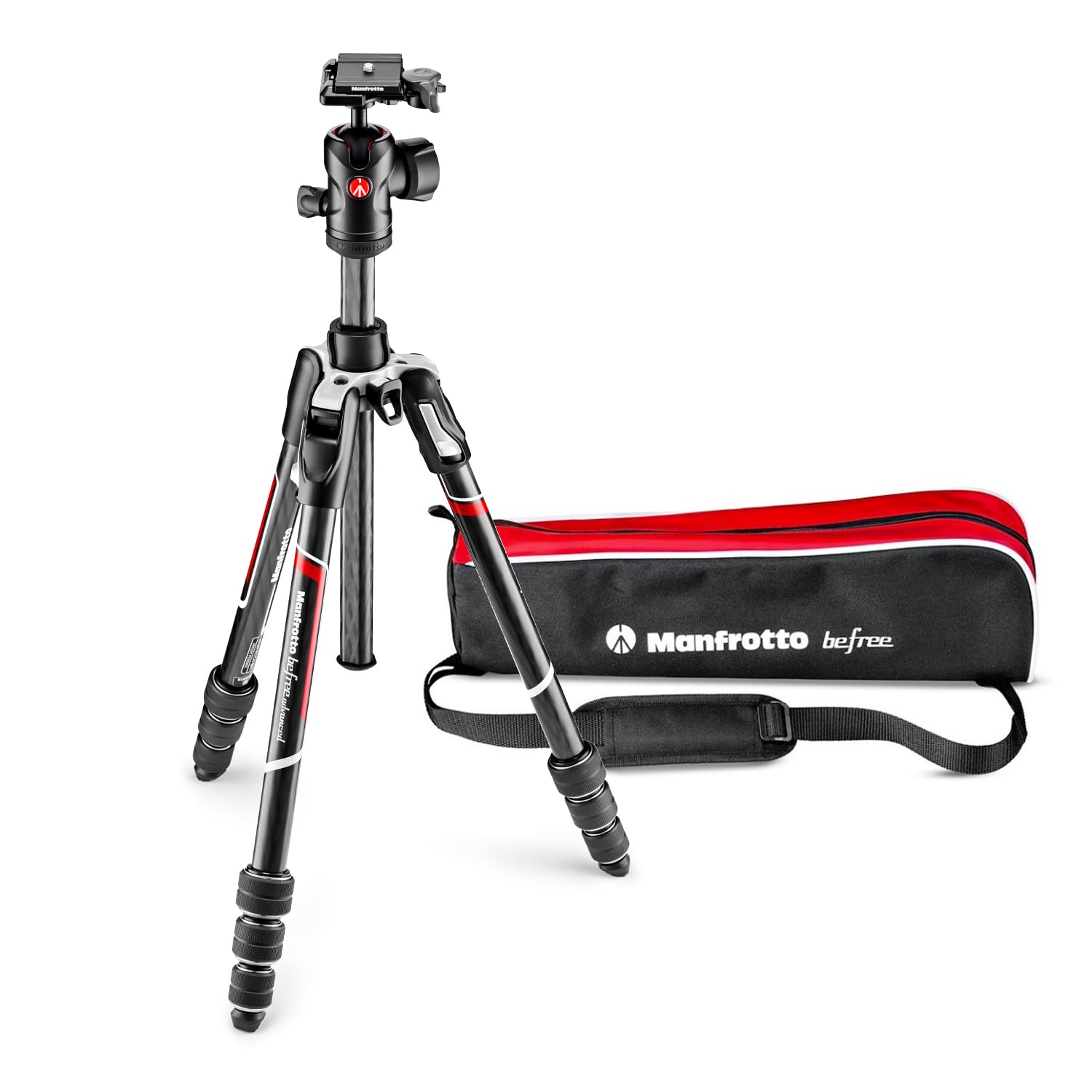 Manfrotto Befree Advanced 4 Section Carbon Fiber Travel Tripod With 494 Center Ball Head, Black