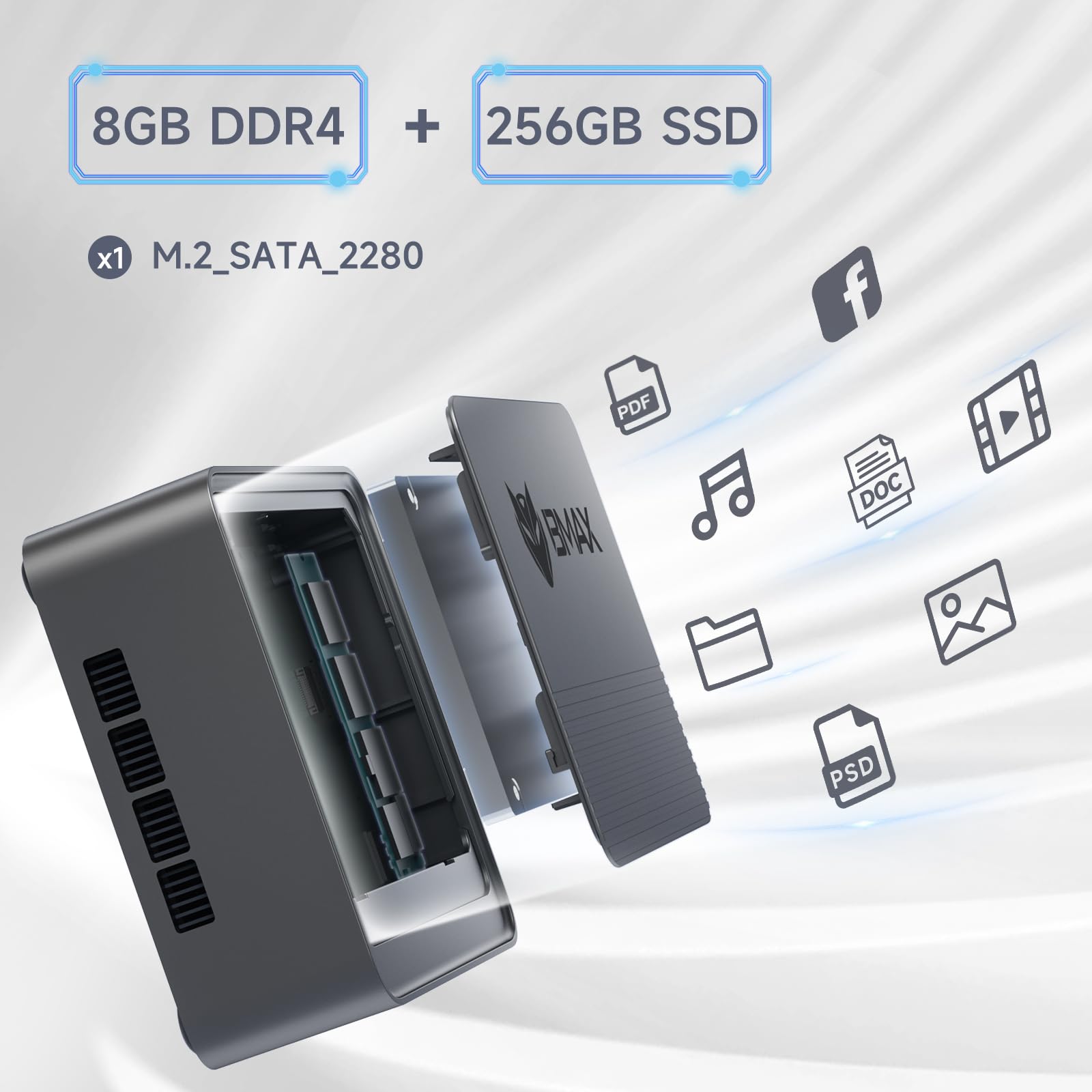 Bmax B3 Mini Pc 256Gb Ssd 8Gb Ddr4, Intel 11Th Gen N5095 Processor (Up To 2.9Ghz) 4C/4T, Auto Power On Mini Desktop Computer Wif