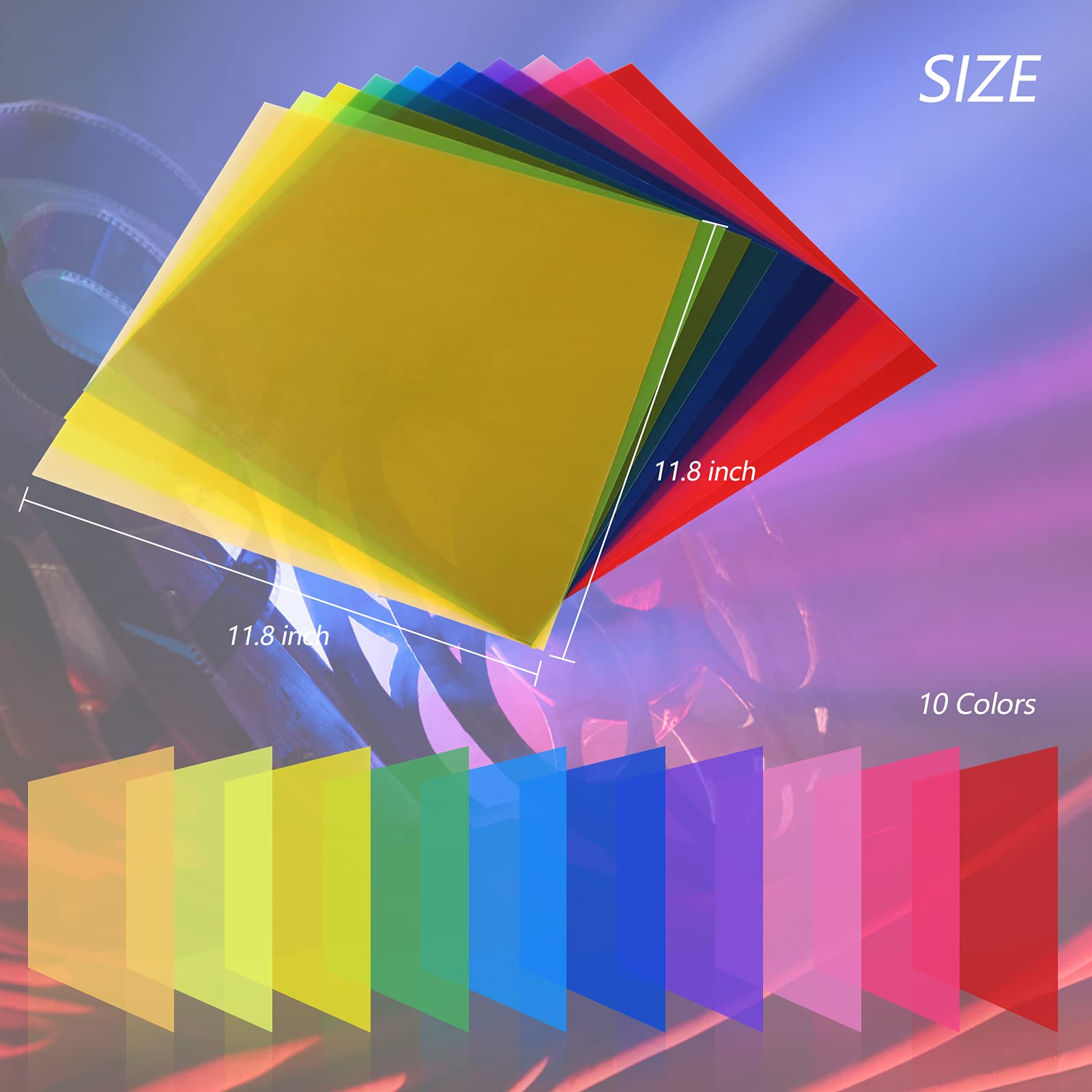 Sakolla 12 X 12 Inches Lighting Gel Filter 10 Pcs Transparent Color Fi ...