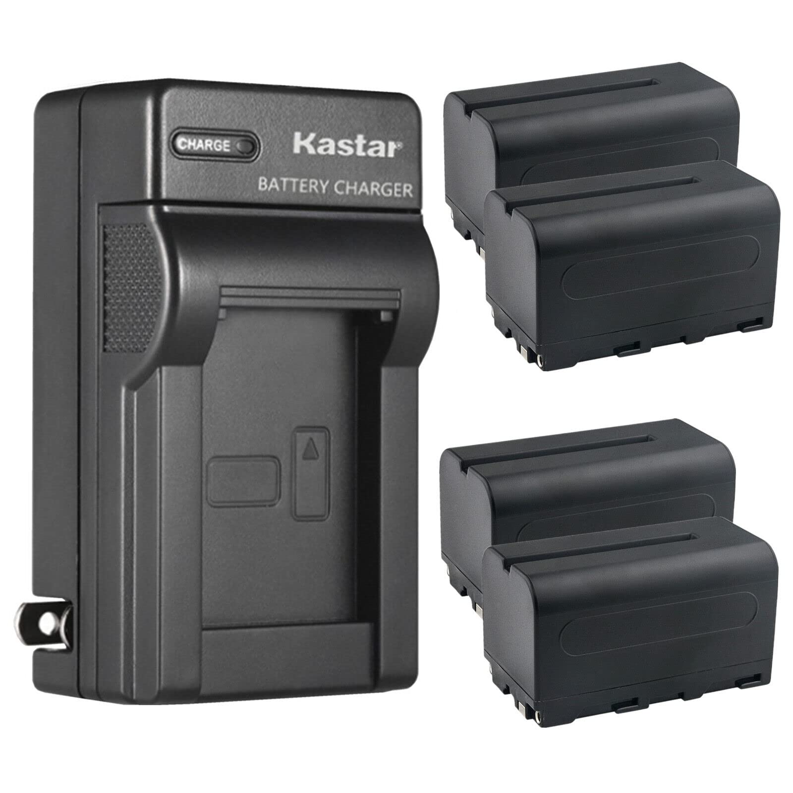 Kastar 4-Pack NP-F750 / NP-F770 Battery and AC Wall Charger Replacement for FEELWORLD FW568 V2 5.5 INCH DSLR Camera Field Monito