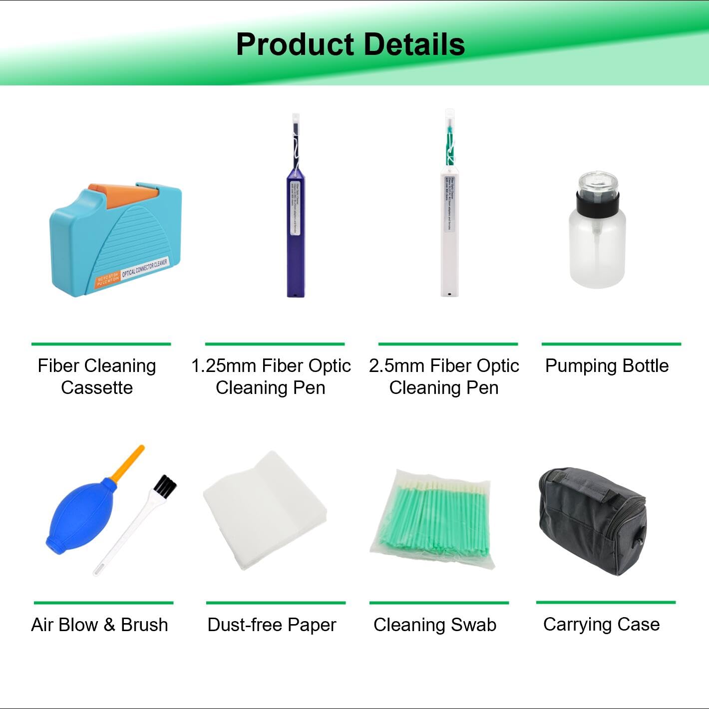 Qiirun Fiber Optic Cleaning Kit Ftth Optical Fiber Cleaner Tools With Fiber Cleaning Cassette For Fc Sc St Lc Mu Connectors, 1.2