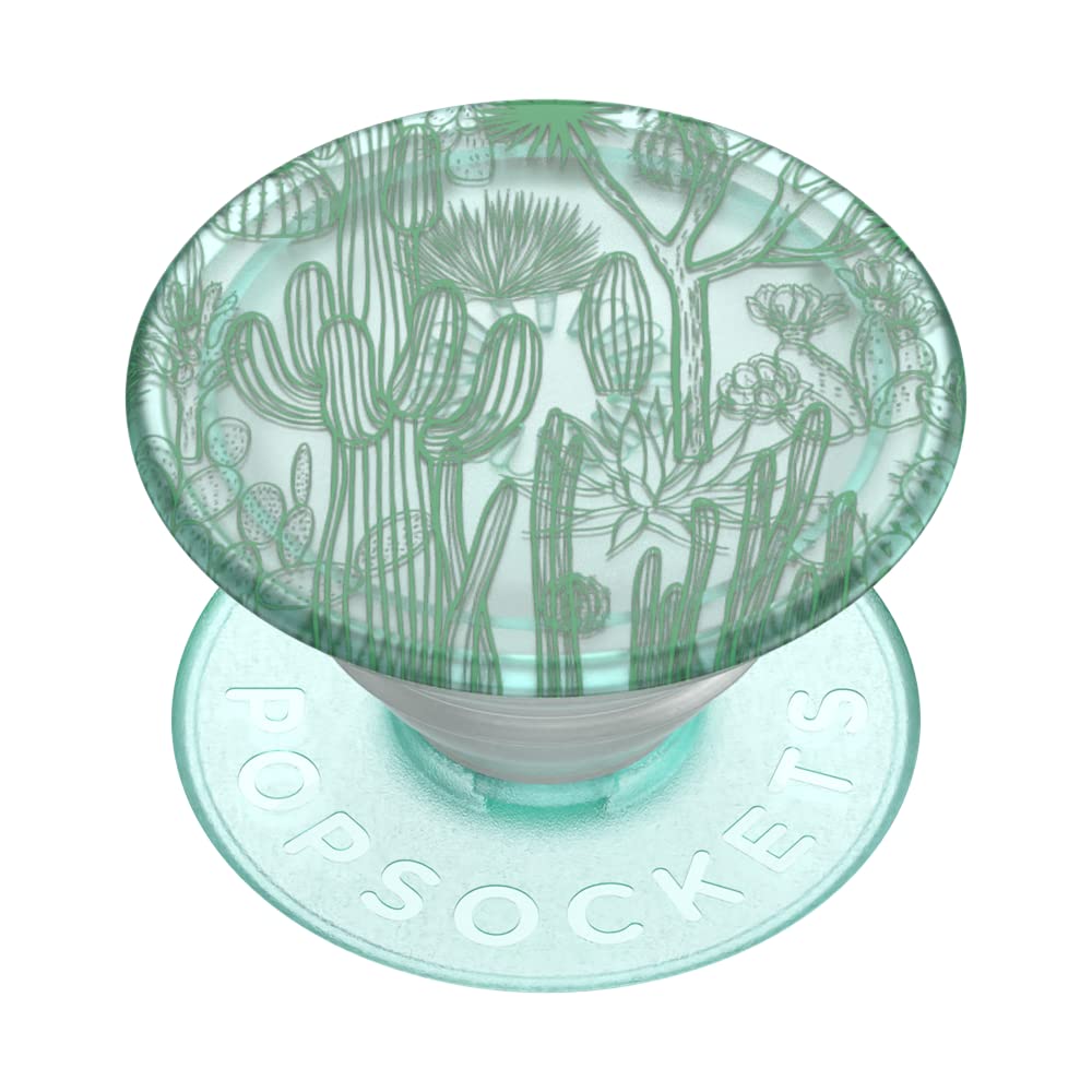 PopSockets Plant-Based Phone Grip with Expanding Kickstand, Adhesive Grip, Eco-Friendly - Translucent Cacti