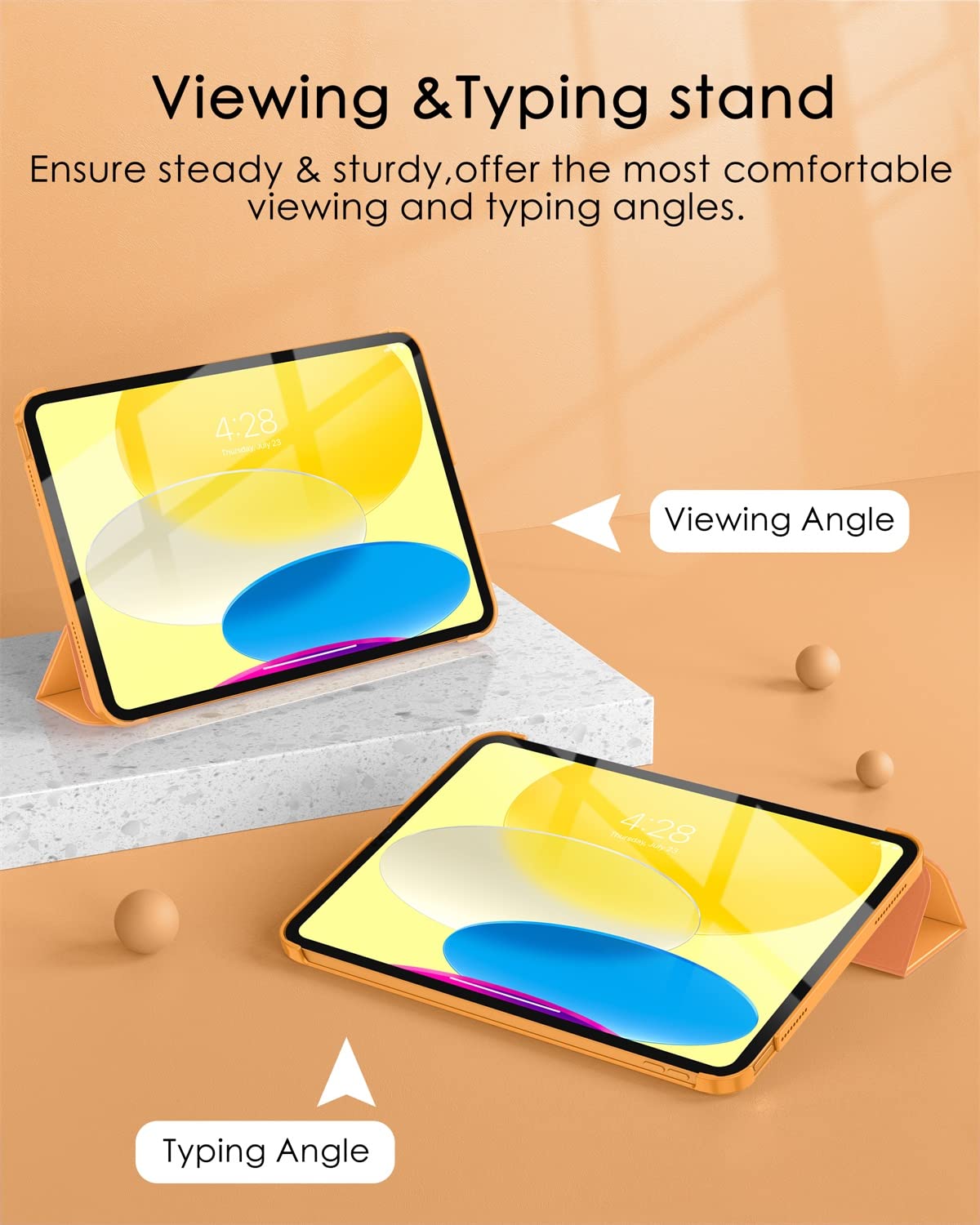 Soke Case For Ipad 11Th Generation (A16) 11 Inch 2025 & 10Th Gen 10.9 Inch 2022   [ Auto Wake/Sleep + Slim Trifold Stand], Protective Hard Pc Back Cover For Apple Ipad 11/10   Citrus