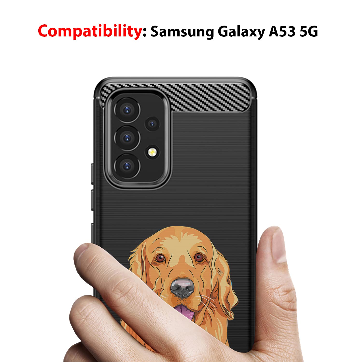 CasesOnDeck Phone Case Samsung Galaxy A53 5G Slim TPU Flexible Carbon Fiber Texture Dog Design Golden Retriever