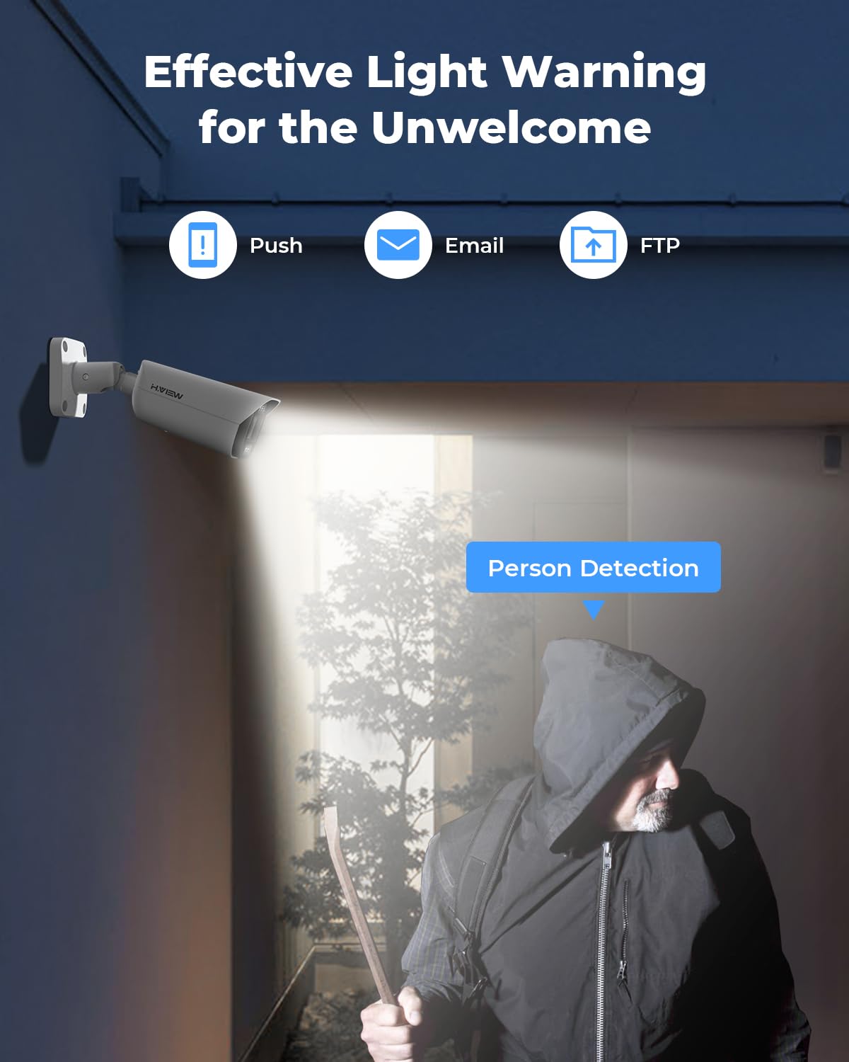 H.View 8Ch 4K Nvr 3Tb, 8Ch 4K Home Security Camera System, 4Pcs Outdoor 8Mp Poe Security Camera, Ai Human Detection, Two Way Aud