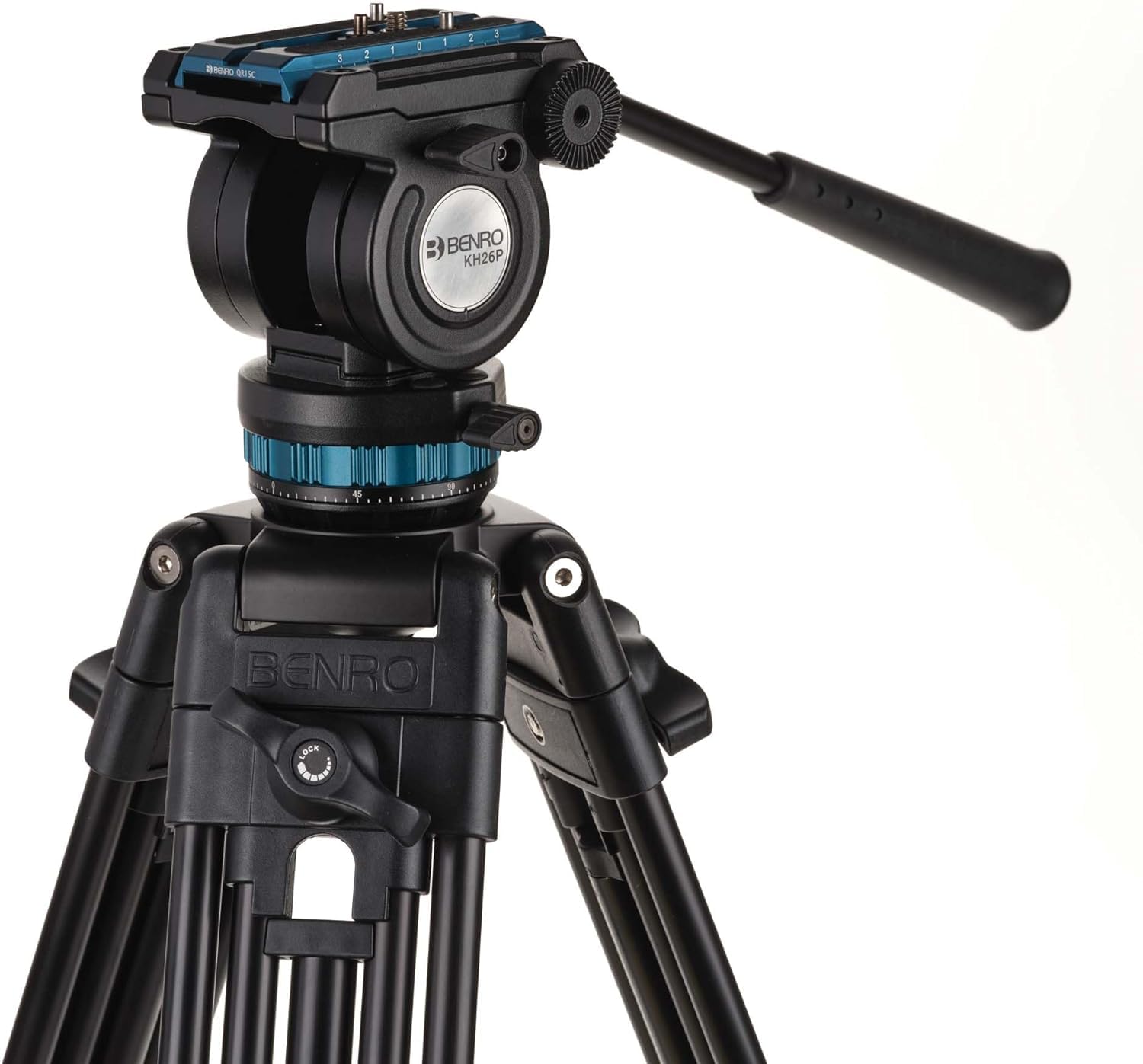 Kh26Pc Video Tripod With Head, 15Lb Payload, Continuous Pan Drag, Anti-Rotation Camera Plate (Kh26Pc)