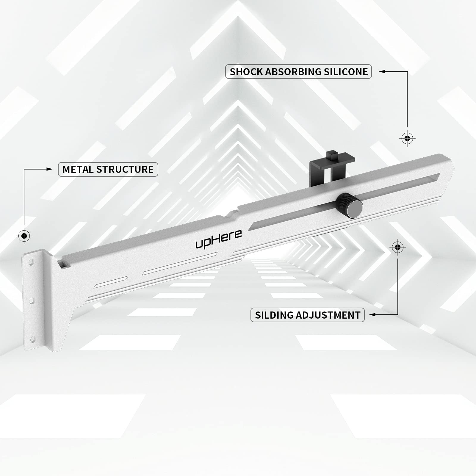 Uphere G276Wt White Graphics Card Gpu Brace Support Video Card Sag Holder/Holster Bracket,Adjustable Length And Height Support,G