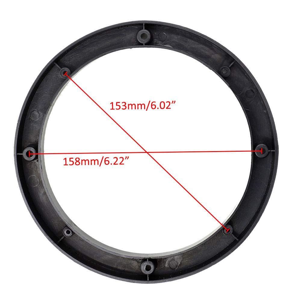 Mecion 4Pcs Universal Black 6.5 Round 15Mm Depth Speaker Spacers For Auto Car