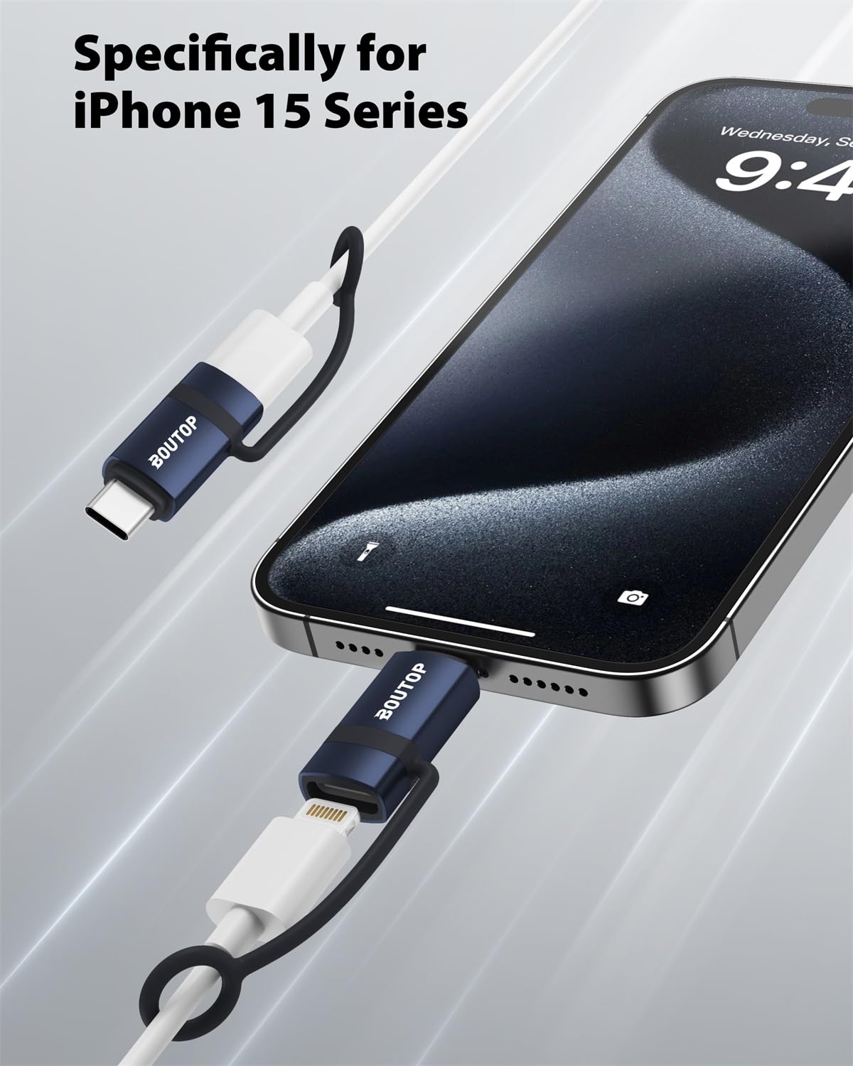 [4 Pack] Lightning To Usb C Adapter, Support 65W Pd Fast Charging Compatible With Iphone 15 Series, With Anti Lost Holder