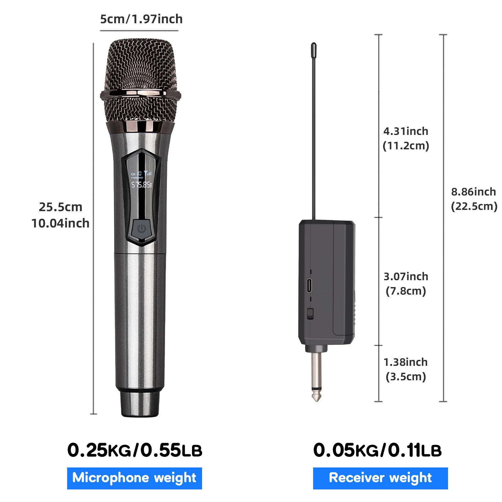 Depusheng Wireless Microphone,Rechargeable Wireless Dual Microphone,Dual Handheld Dynamic Mic For Karaoke Singing, Wedding, Dj,