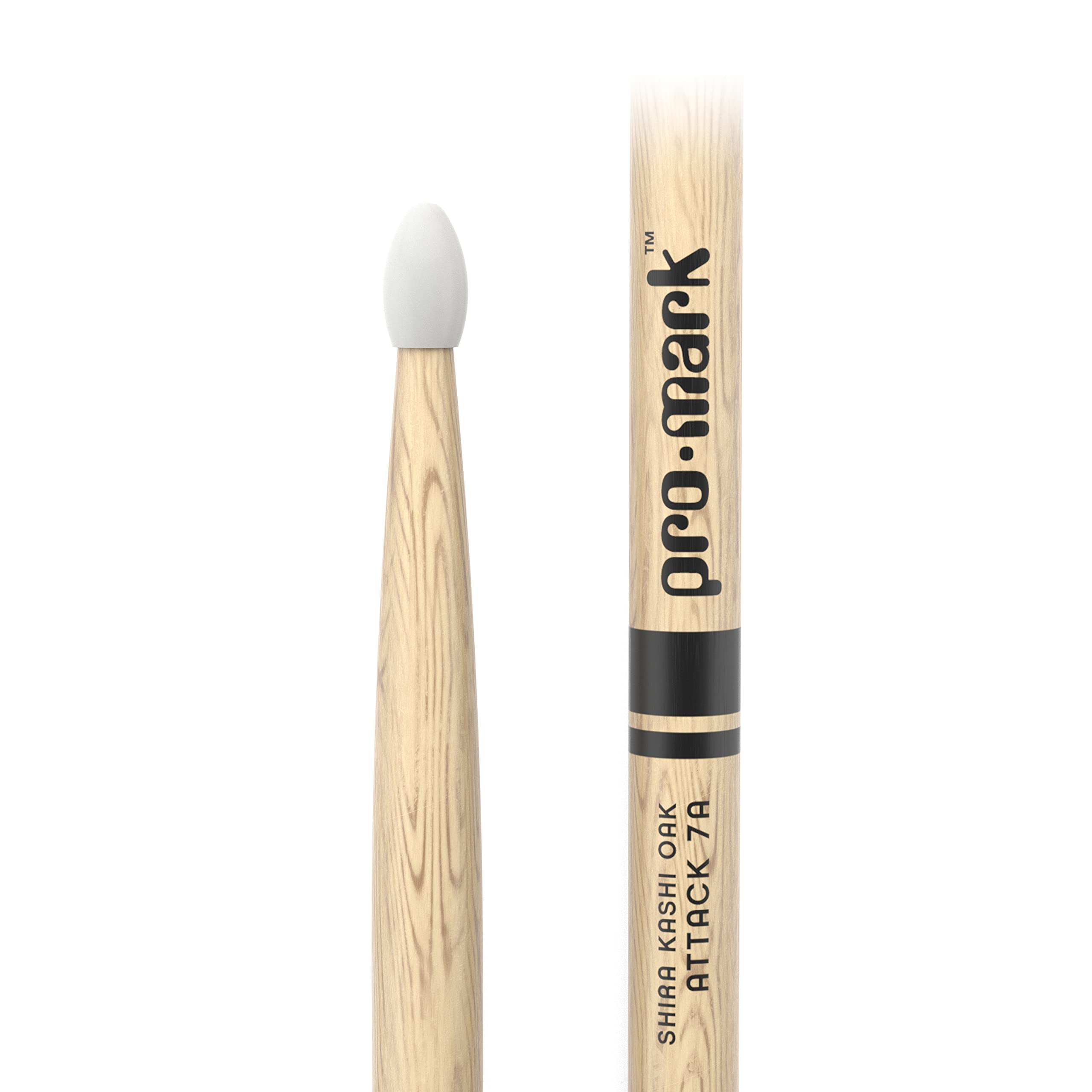 Promark Drum Sticks   Classic Attack 7A Shira Kashi Oak Drumsticks, Oval Nylon Tip, One Pair