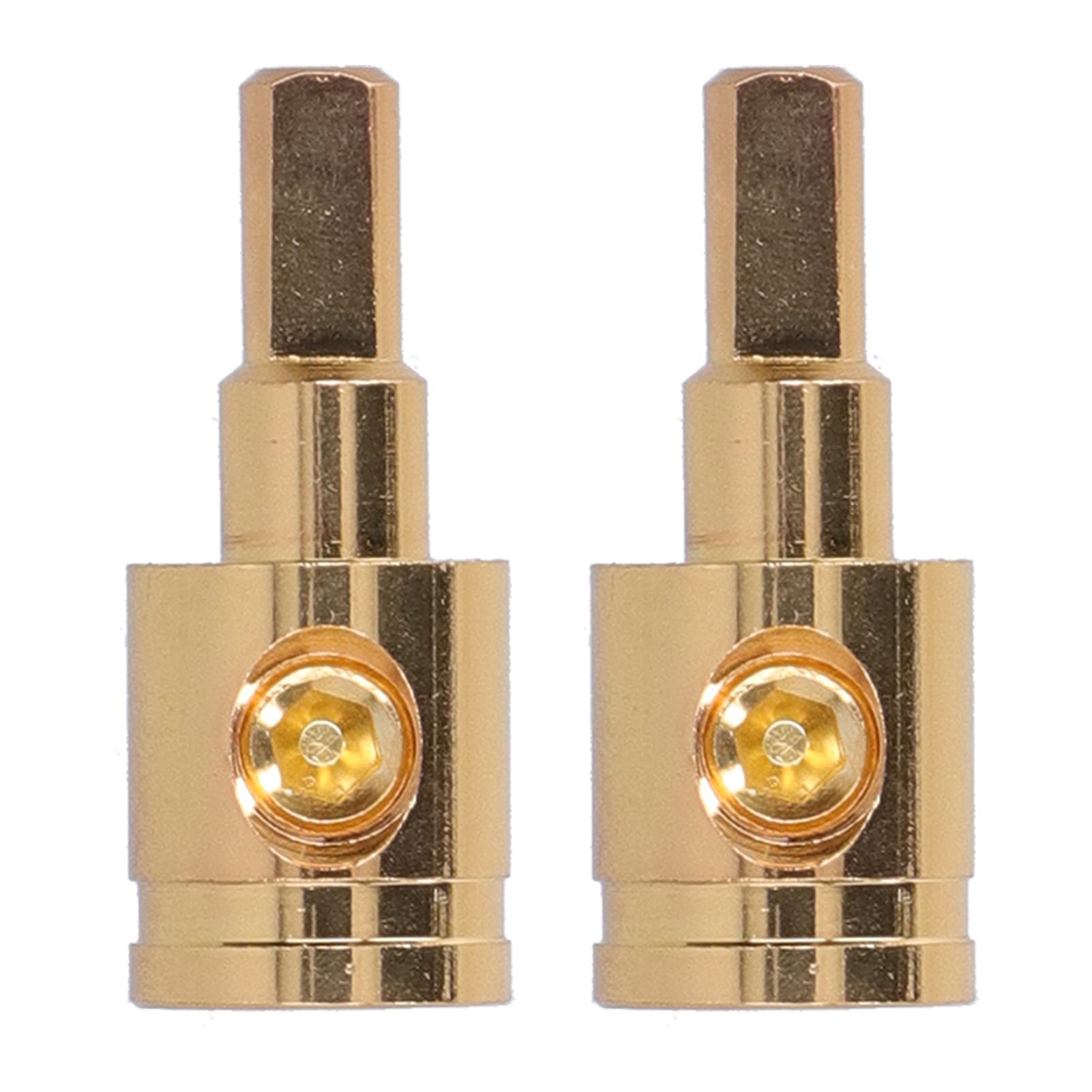 Fydun 2Pcs 0Ga Wire Reducer Terminal Connector 1/0 Gauge To 4 Gauge Wire Reducer Pure Copper Gold Plated For Car Audio Amplifier