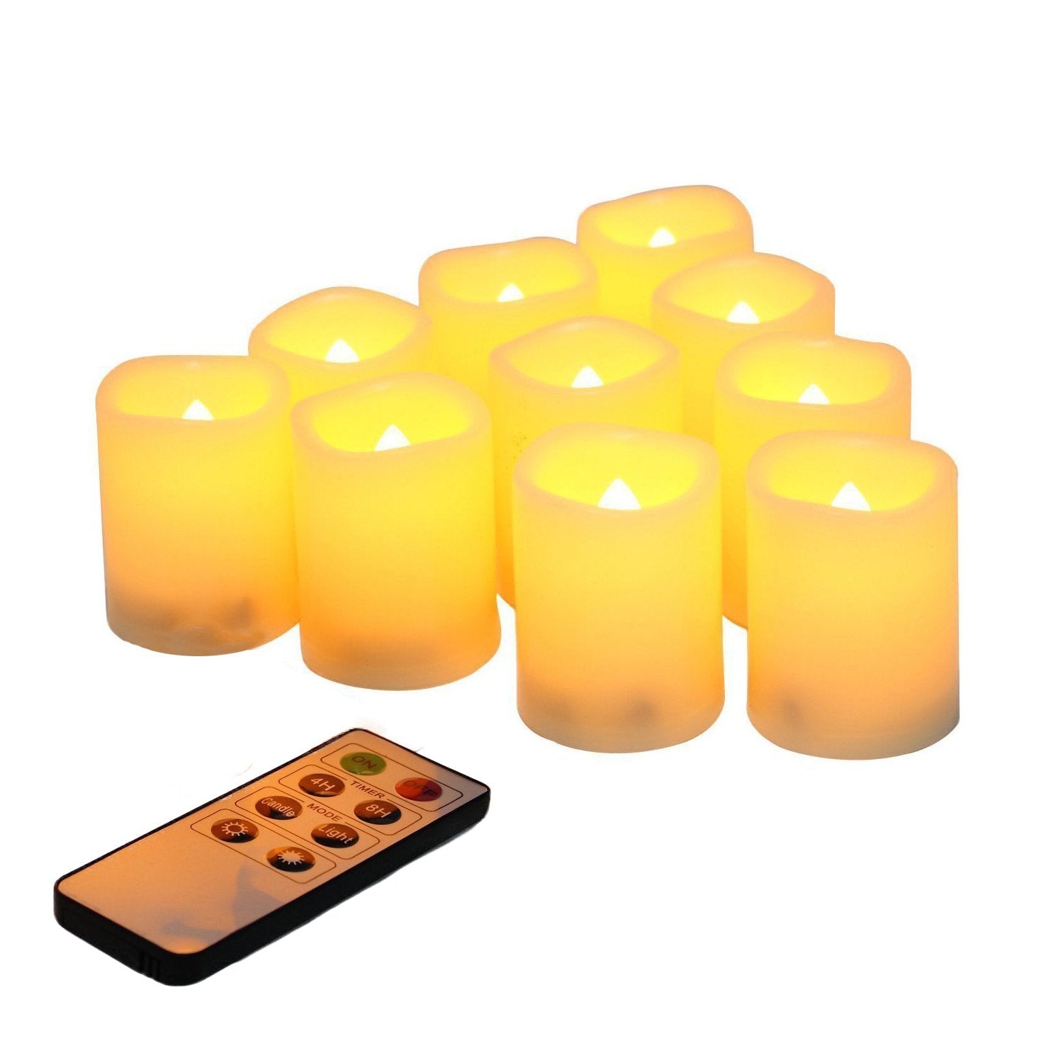 Flameless Votive Candles With Remote Control And Timer Bulk Set Of 10 Tealight Candles / Realistic Outdoor Flickering Battery Op