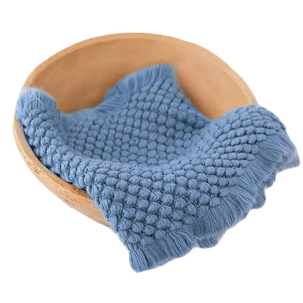 Zeroest Baby Photography Props Basket Braid Wool Wrap Newborn Photo Shoot Baskets Filler Posing Stuffer Background Blanket (Blue