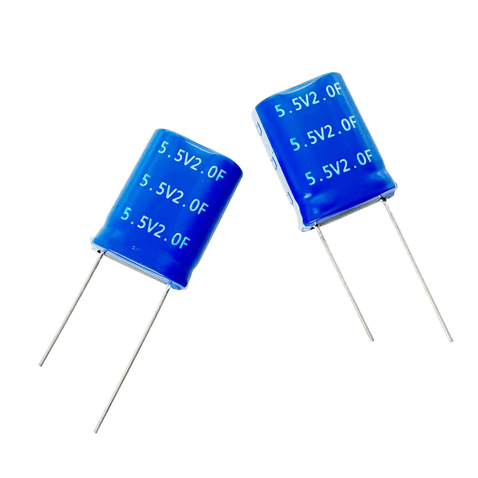 Cermant 2 Pcs 8.5X17X21Mm(0.33X0.67X0.83In) Super Capacitor 5.5V 2F Super Farad Capacitance Winding Type Energy Storage For On B