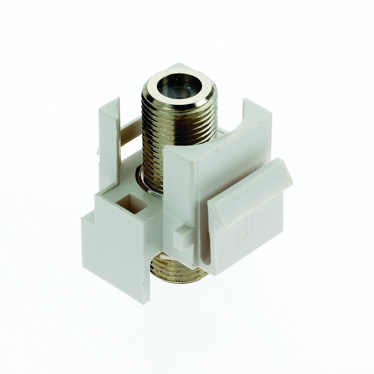 Legrand   Onq Recessed Keystone Coax Insert, F Keystone Connector, 3Ghz Keystone F 81 Coupler, Nickel, White, 5 Pack, F3481Whv5