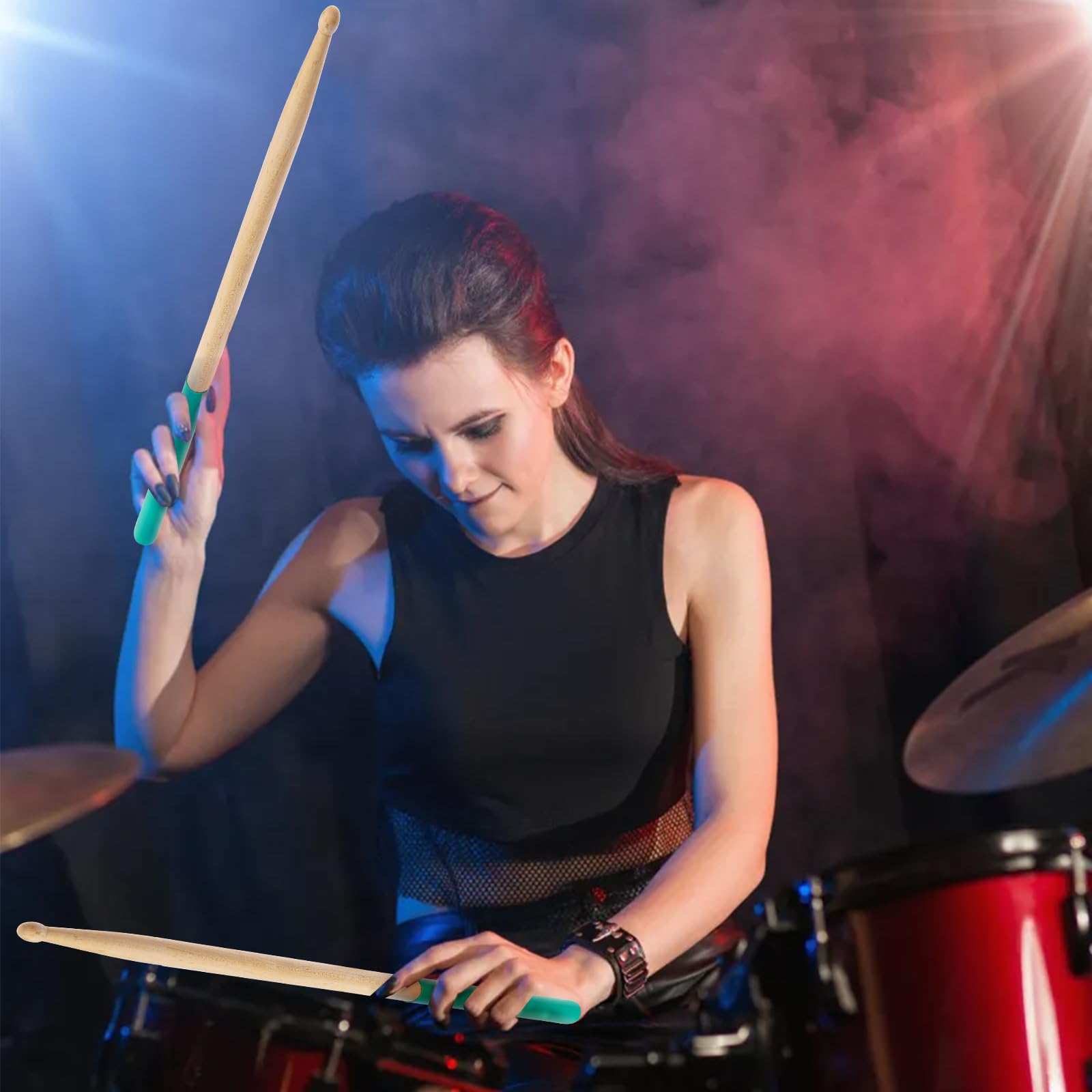 Suwimut 12 Pairs Drum Sticks With Non Slip Rubber Handle, Classic 5A Maple Wood Tip Drumsticks For Beginners, Musical Instrument