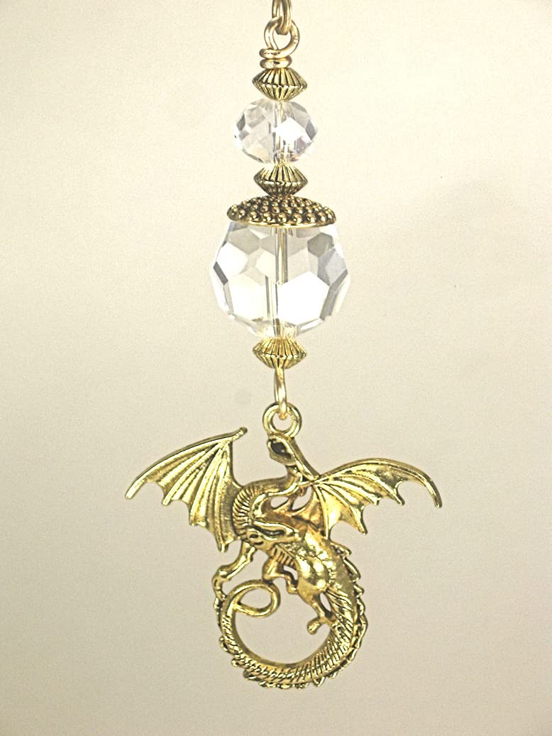 Golden Dragon With Clear Faceted Glass Ceiling Fan Pull