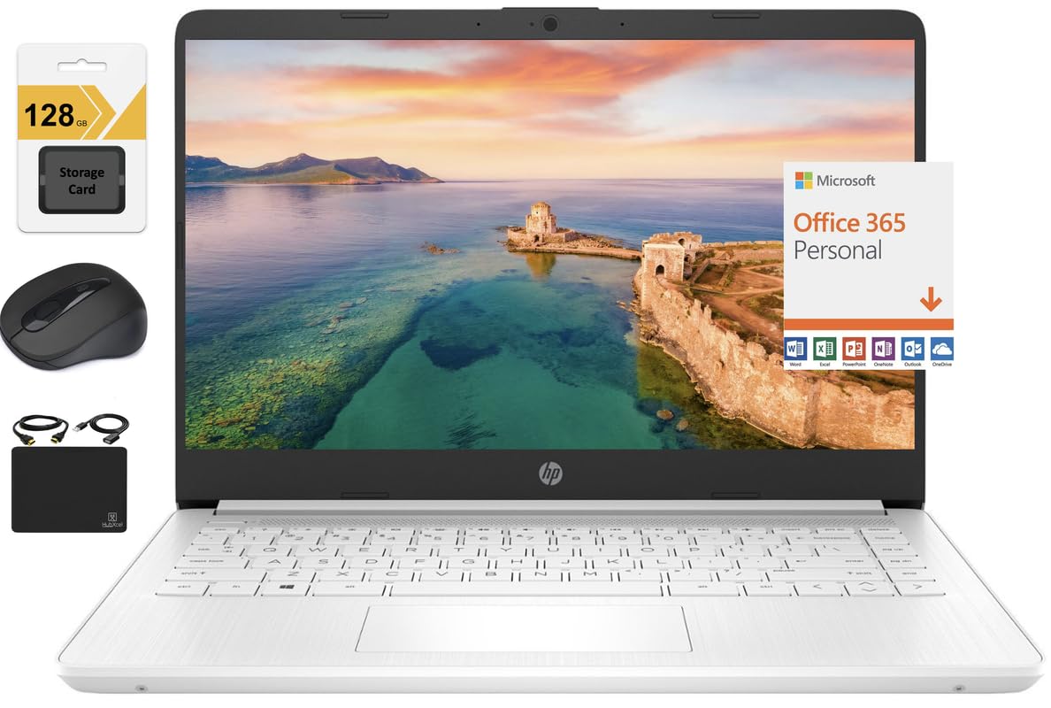 Hp New 14'' Hd Ultral Light Thin Laptop, Quad-Core Intel Celeron Processor, 8Gb Ram, 192Gb (64Gb Emmc+ 128Gb Sd), Wi-Fi, Upto 11