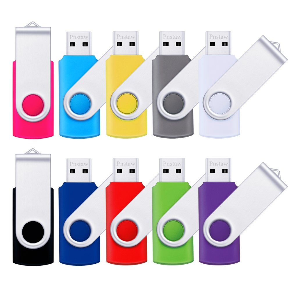 Flash Drive 16Gb Usb 2.0 10 Pack Swivel Blank Memory Stick Pnstaw Bulk Thumb Drive Pen Drives Jump Drive For Data Storage, File Sharing(10 Pack,Multi Color) (16Gb)