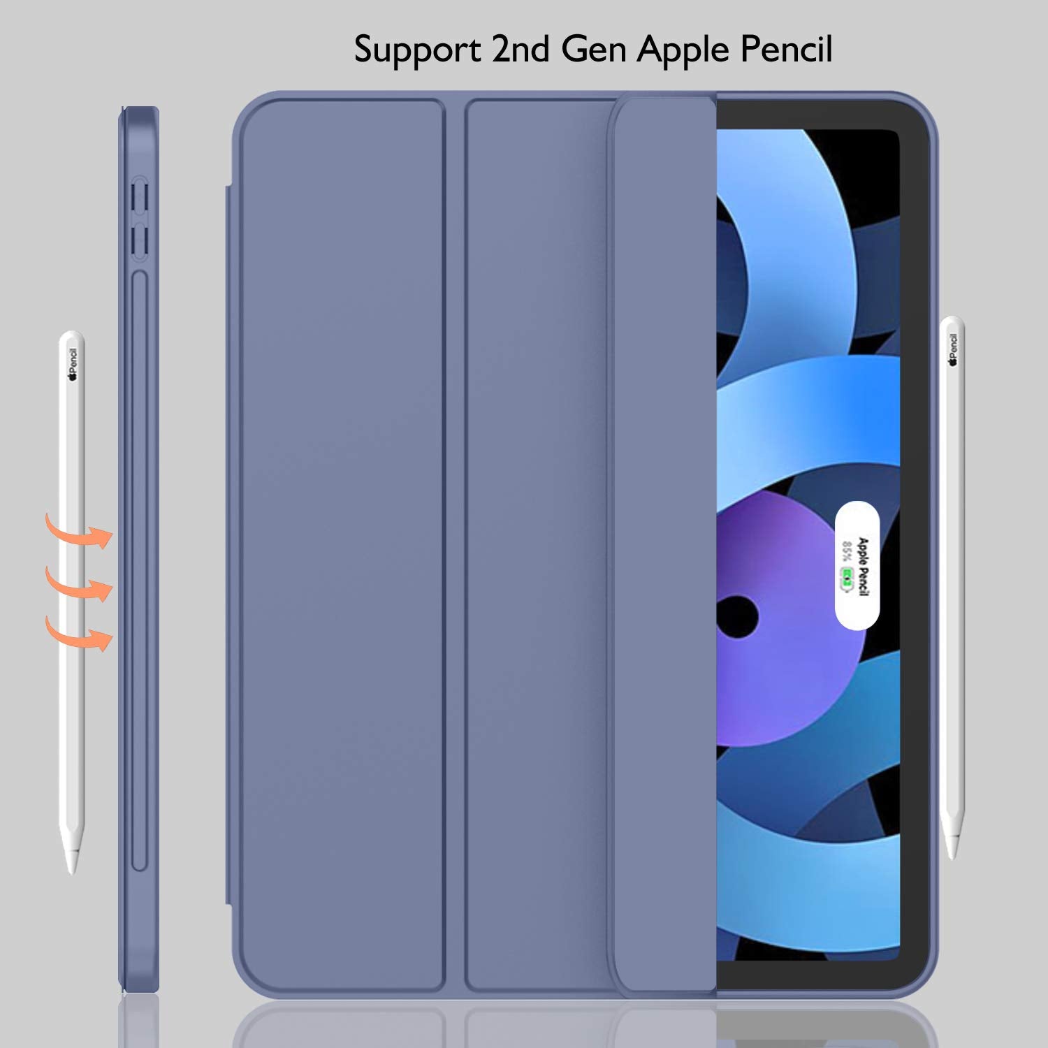 Imieet Ipad Air 11 Inch Case 2024 (6Th Generation), Ipad Air 5Th Generation Case 2022/4Th Generation Case 2020 10.9 Inch With Pencil Holder, Trifold Stand Smart Case (Purple)