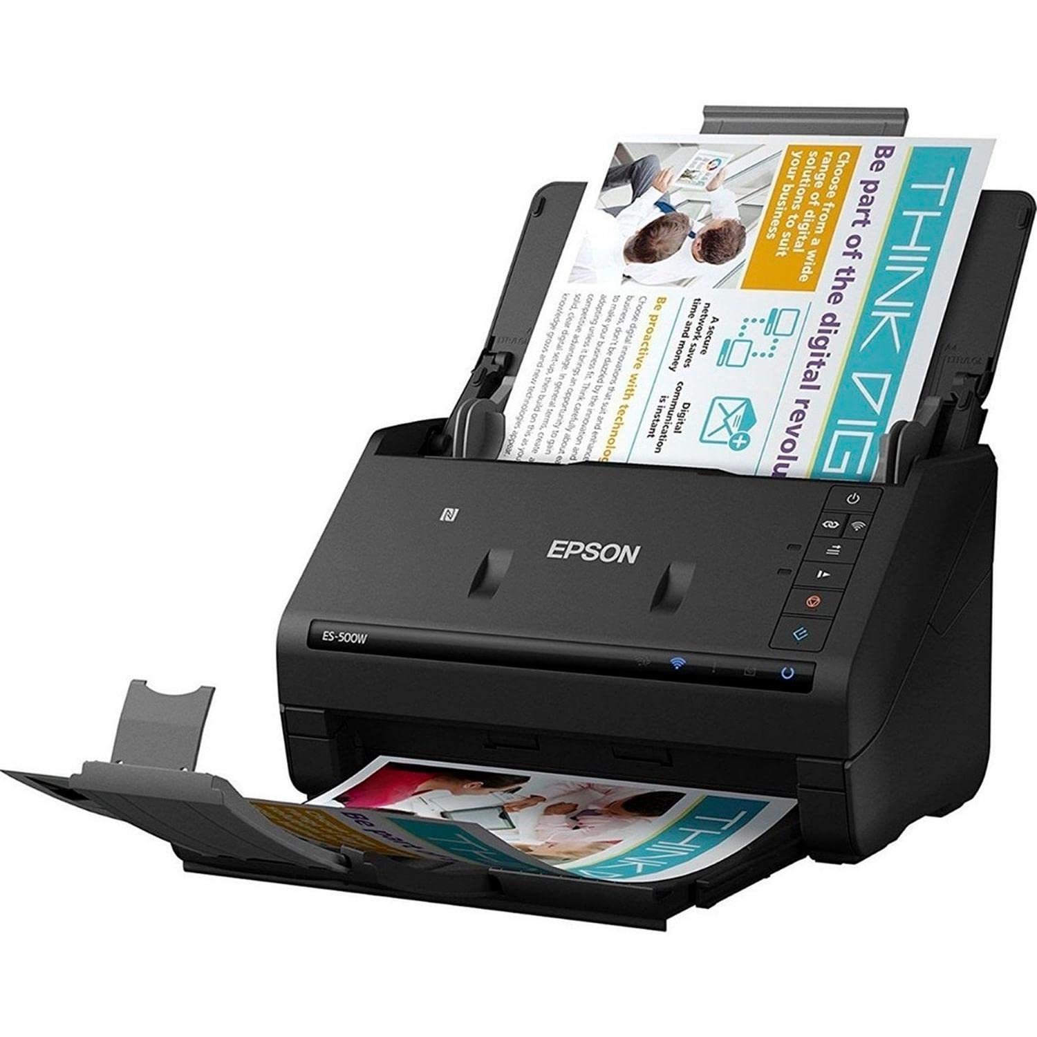 Epson Workforce Es 500W Wireless Color Duplex Document Scanner For Pc And Mac, Auto Document Feeder (Adf)