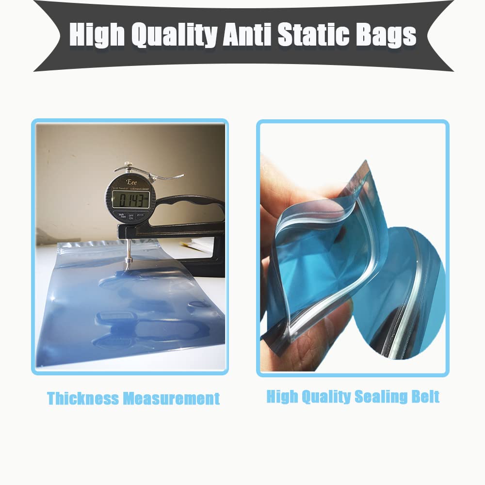 Daarcin 40Pcs Mixed 4 Size Open Top Antistatic Bag And Resealable Antistatic Bags Esd Shielding Bag For Motherboard Hard Drive V