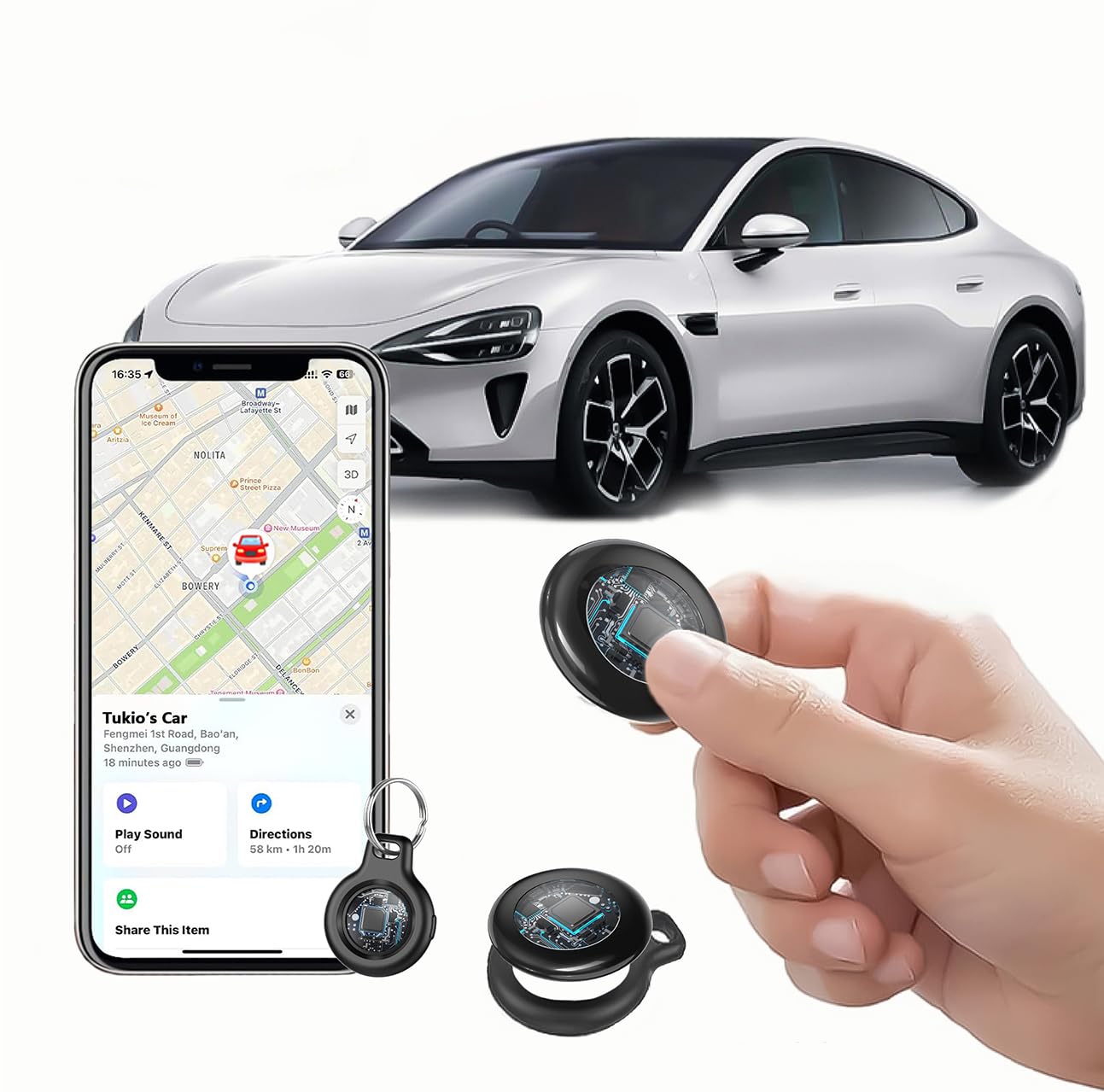 2026 New [Apple MFi Certified] Air Tracker Tag-1 Pack (iOS Only), Tukio Bluetooth Tracker for Apple Find My, Replaceable Battery