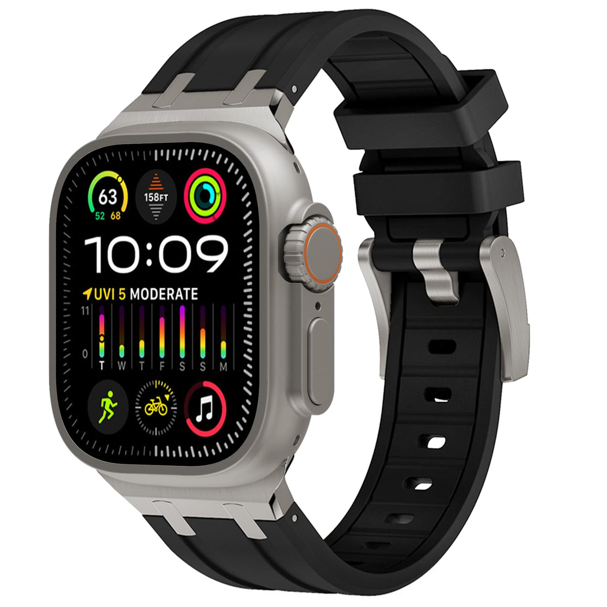 Wingle For Apple Watch Ultra 2 Band 49Mm 45Mm 44Mm 42Mm For Men, Liquid Silicone Rubber Bands For Iwatch Ultra/Ultra 2 Series 9