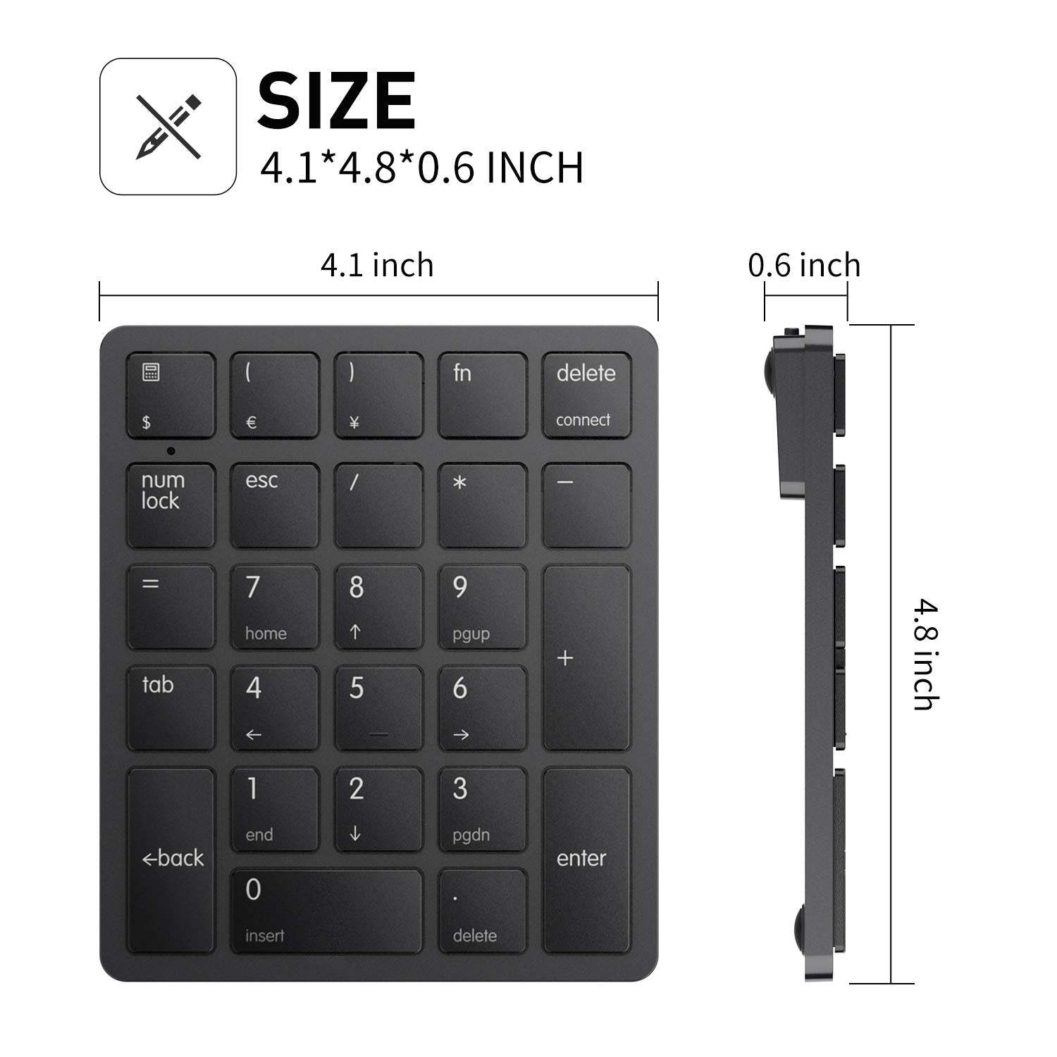 Havit Bluetooth Number Pad Wireless Numeric Keypad Numpad 26 Keys Portable Mini Financial Accounting Rechargeable Numeric Pad Fo