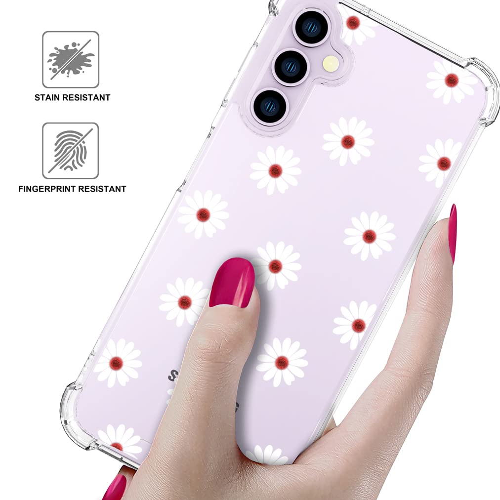 Endiy Samsung Galaxy S23 Case Flower Floral For Women Girls Girly Cute Designer Phone Case Clear With Design, Compatible With Sa