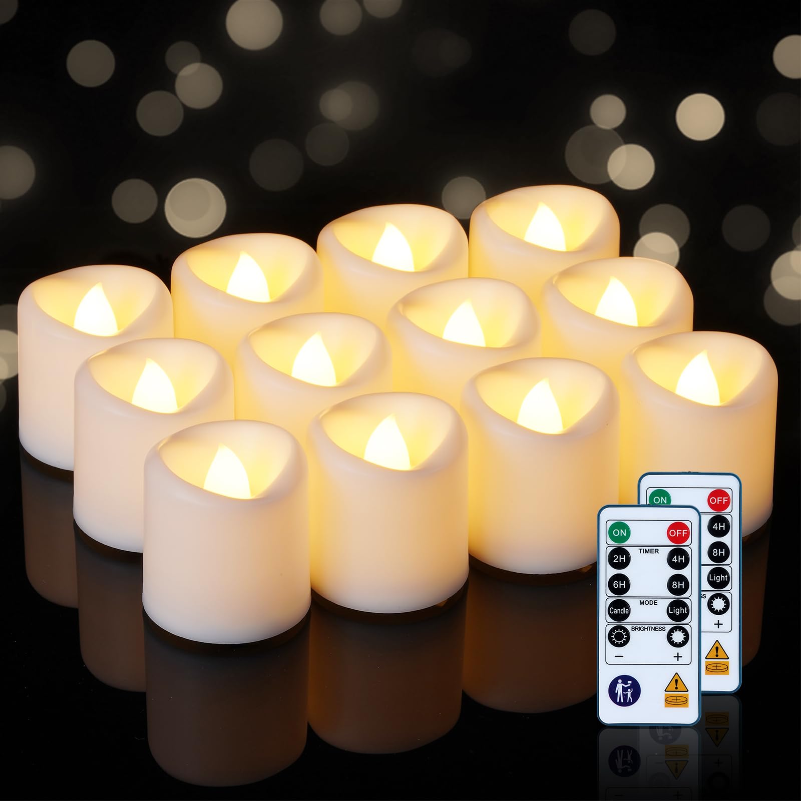 5plots 24-Pack 400+Hours Remote Control Candles, Votive Candles with 2/4/6/8H Timer, Battery Operated Tealights for Party, Table