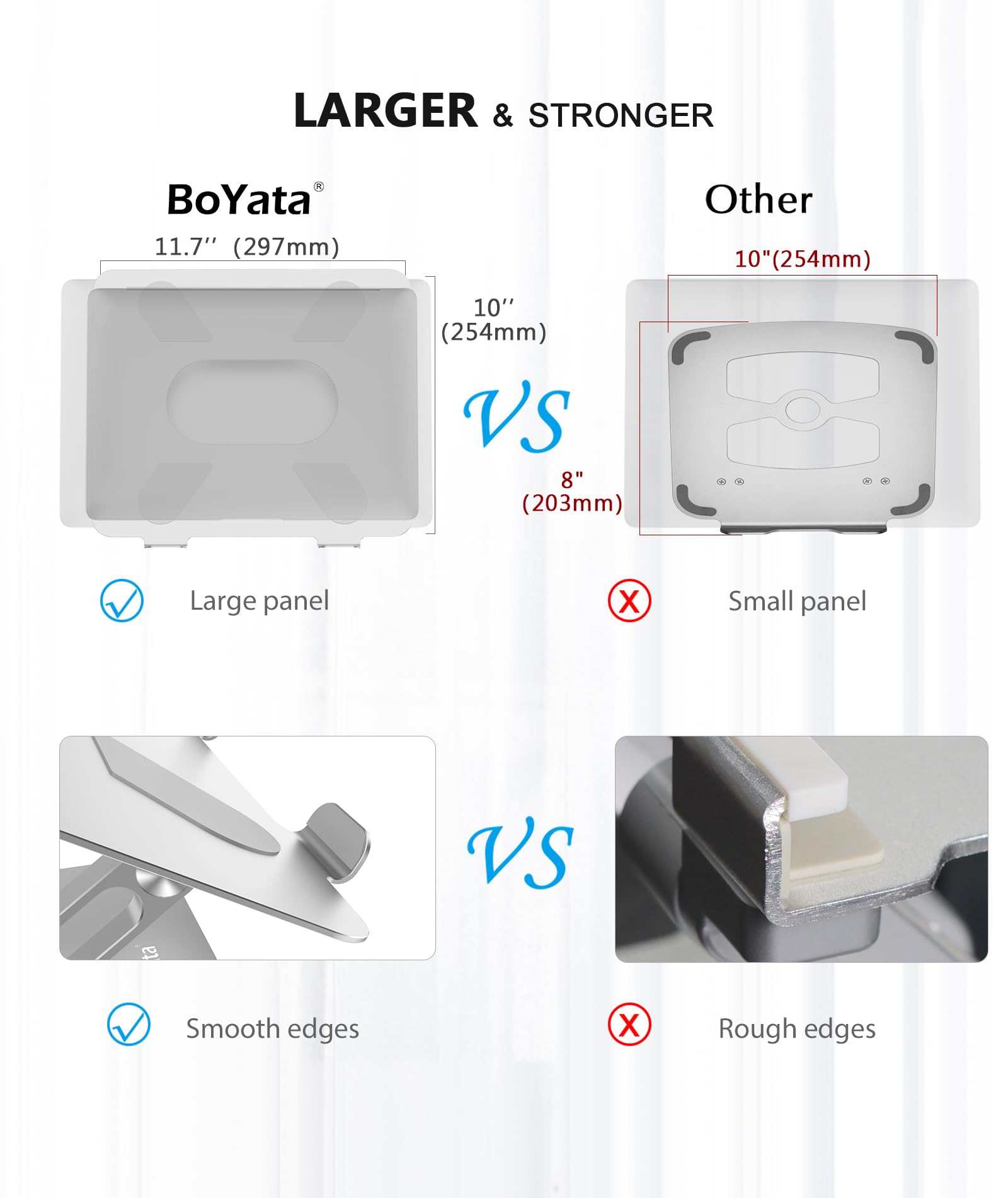 Boyata Laptop Stand, Laptop Holder, Multi Angle Stand With Heat Vent, Adjustable Notebook Stand For Laptop Up To 17 Inches (Silver 2)