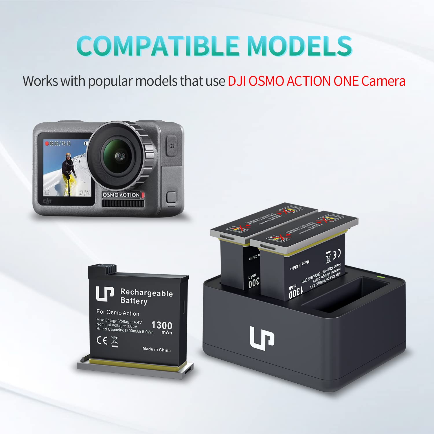 Lp Battery Charger Kit Compatible With Dji Osmo,3 Pack 1300Mah Replacement Battery And Intelligent 3 Channel Usb Charger Kit For