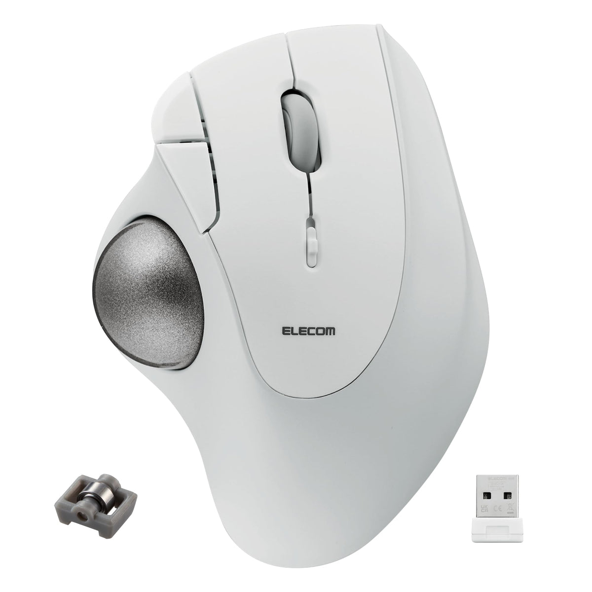 Elecom Ergonomic Comfort Design Trackball Ist Wireless 2.4Ghz Connect, Super Smooth Tracking With Roller Ball Bearing, 36Mm Ball, Thumb Control, Compatible For Windows, Pc, And Mac White (M It11Drwh)