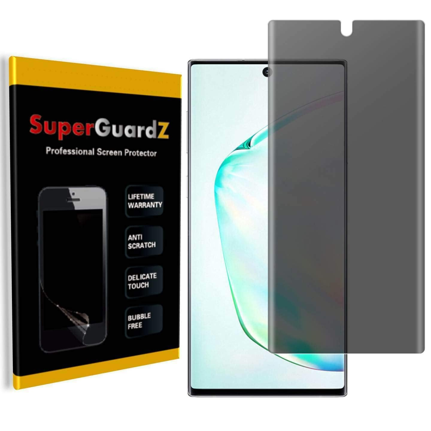 For Samsung Galaxy Note 10 Screen Protector [Privacy Anti Spy], Superguardz, Anti Glare, Anti Scratch [Lifetime Replacement] + 2