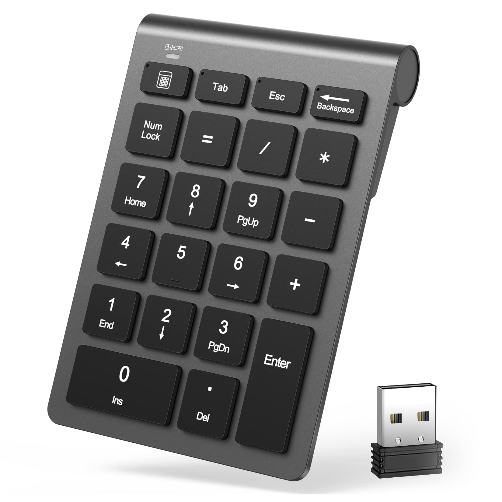 Liangstar Number Pad, Wireless Numeric Keypad 22 Keys Portable Keyboard Extensions With 2.4Ghz Usb Receiver For 10 Key Financial