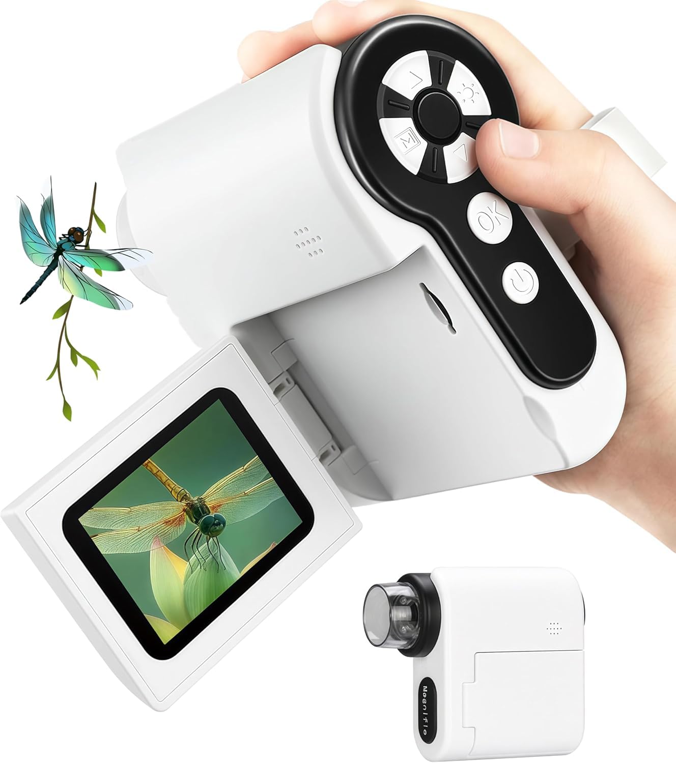 Handheld Microscope Camera for Kids, 1000x, 2in LCD Screen, 6 Adjustable LED Lights, Portable, USB to PC