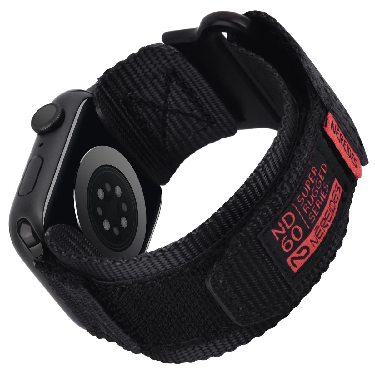 Nereides Compatible With Apple Watch Band Ultra 1/2, Nylon Sports Strap With Woven Design For 49Mm (L, Black)