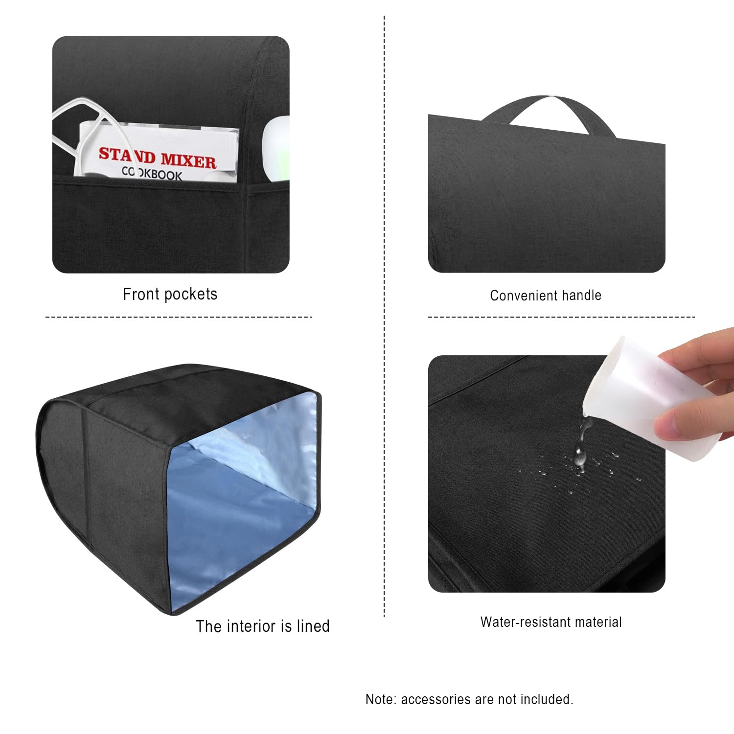 Stand Mixer Dust Proof Cover For Kitchenaid Mixer,Multi Pockets For Various Kitchen Appliance Accessories,Water Resistant,Easy C