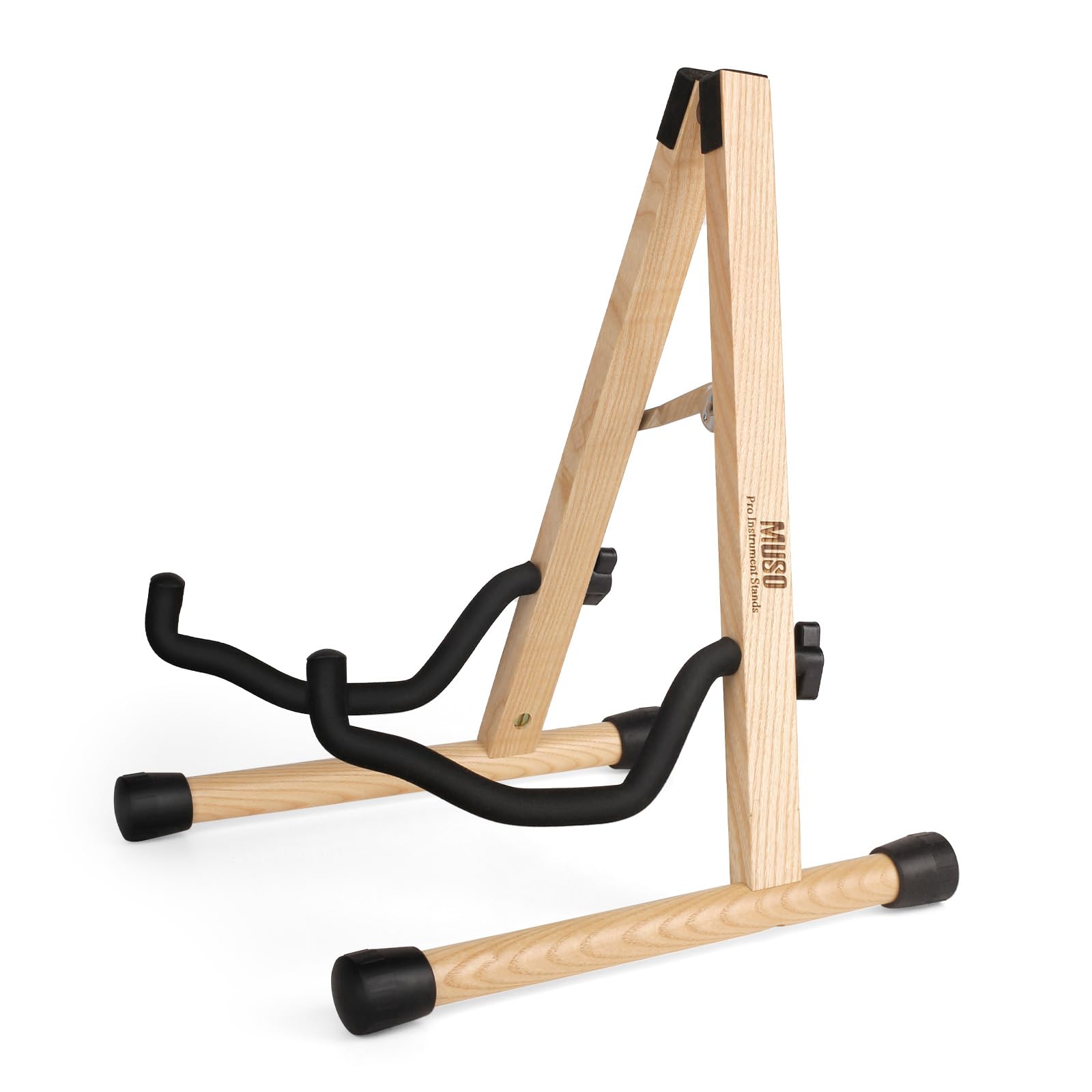 Muso Natural Wood Guitar Stand, A Frame Folding Holder, Easy Assembly And Portable, For Guitar,Bass,Ukulele,Banjo,Cello,Mandolin