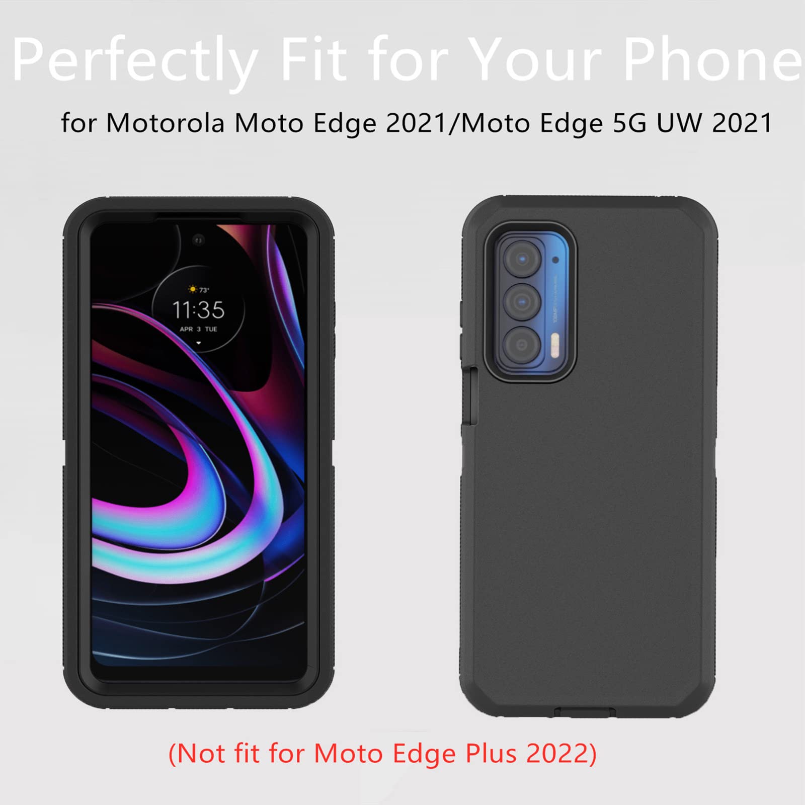 For Motorola Moto Edge 2021 Case, Moto Edge 5G Uw Case, Heavy Duty Defender Case Dustproof Shockproof Protection 3 In 1 Rugged P