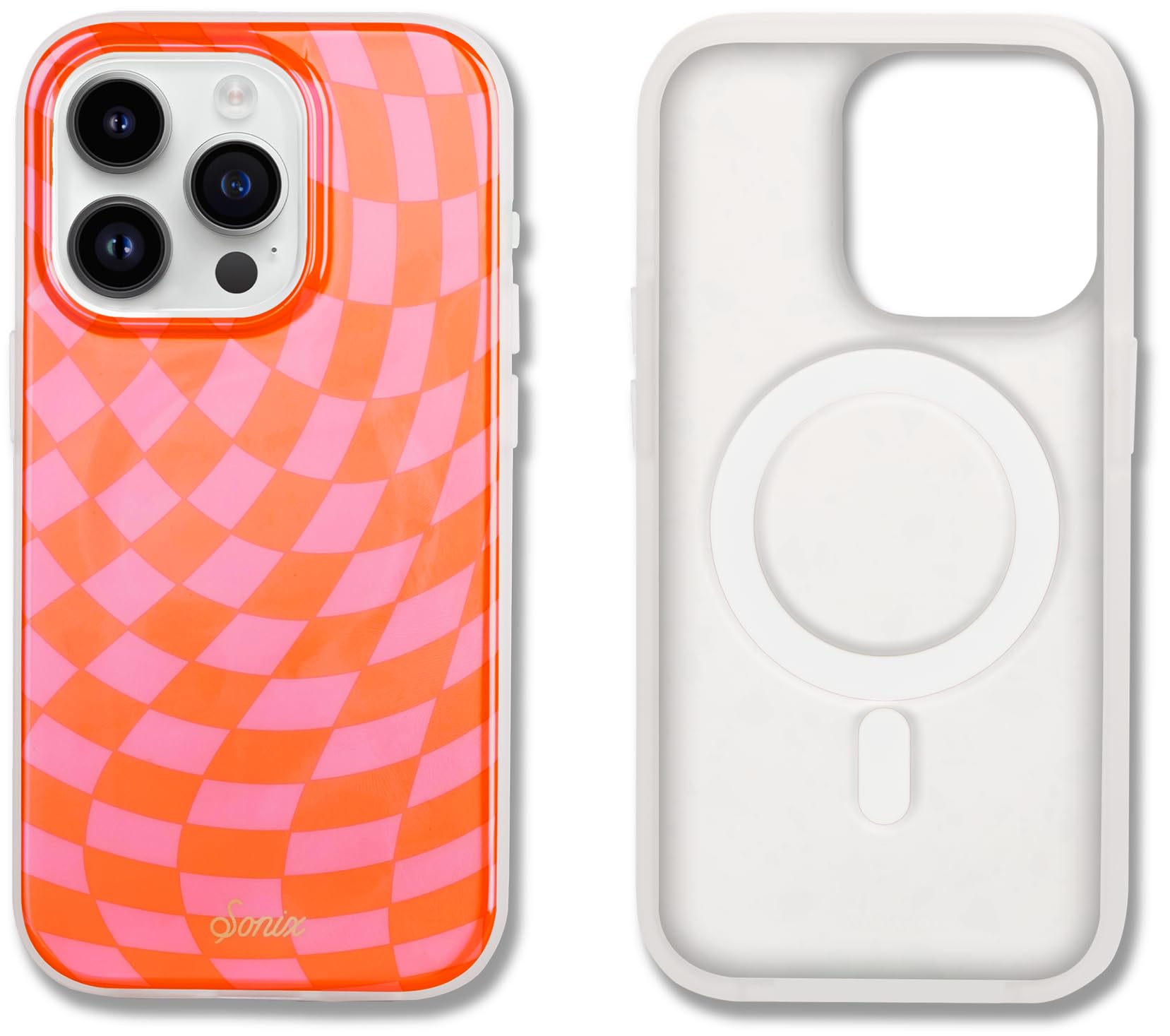Sonix Case For Iphone 15 Pro | Compatible With Magsafe | 10Ft Drop Tested | Checkered | Checkmate Pink