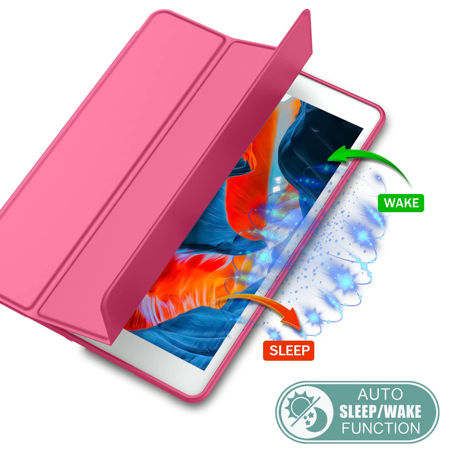 Imieet Ipad 9Th Generation Case 2021/Ipad 8Th Generation Case 2020 10.2 Inch With Pencil Holder, Ipad 7Th Gen 2019 Case With Soft Baby Skin Silicone Back, Auto Wake/Sleep Cover (Watermelon)