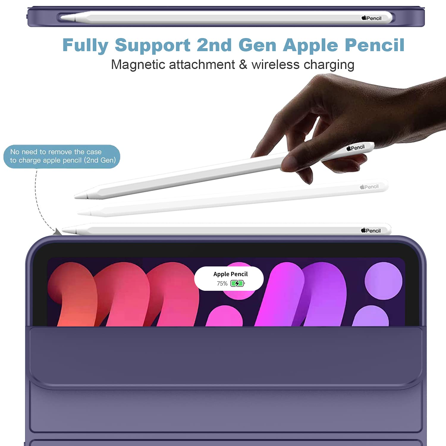 Imieet Ipad Mini 7 Case 2024 (A17 Pro), Ipad Mini 6 Case (8.3 Inch,2021 Model), Ipad Mini 7Th/6Th Generation Case With Pencil Holder, Trifold Stand Smart Case With Soft Tpu Back,Lavender