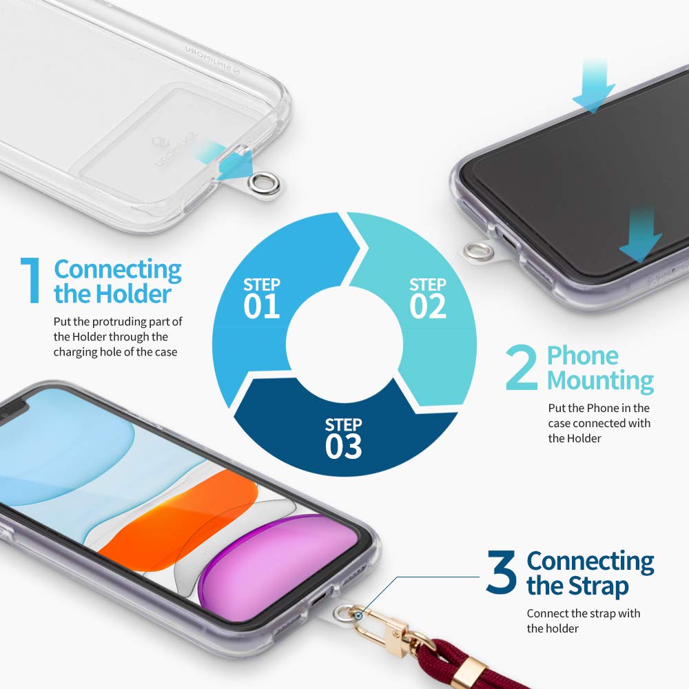 Sinjimoru Cell Phone Lanyard For Case (2Packs), Compatible With Key Holder & Id Card Holder. Adjustable Sinji Strap For Wrist, Black