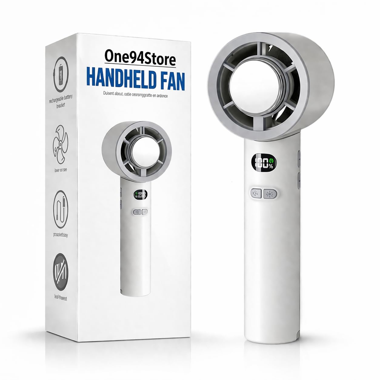 One94Store Portable Hand Fan | 1800mAh Rechargeable Battery | Digital Display | Touch Control | 3 Speed Modes with 150 speed dai